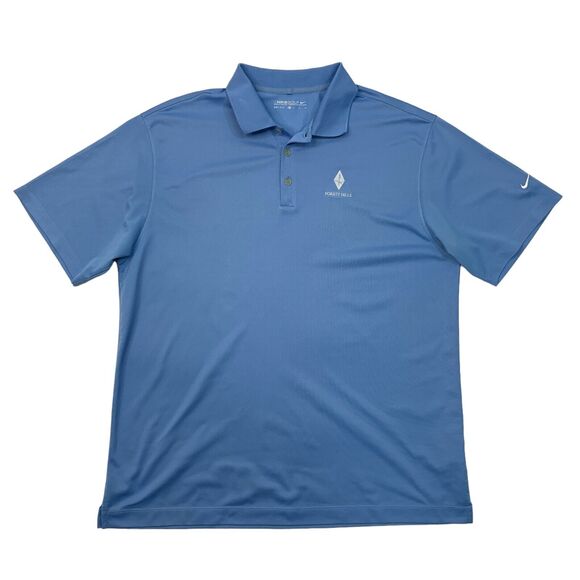 Nike Polo Shirt Mens XL Extra Large Copen Blue Golf UV Tech Dri Fit Forest Hills - Picture 1 of 10